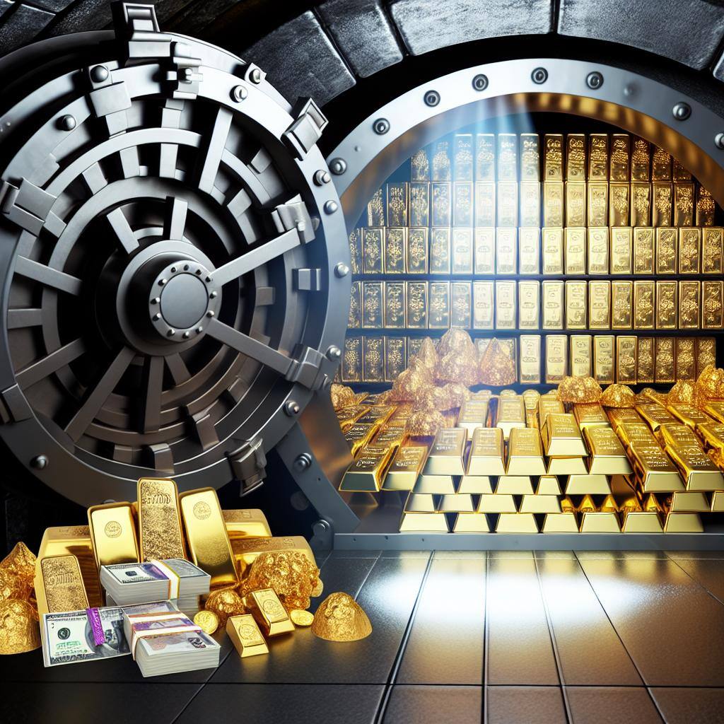 vault full of gold and cash notes